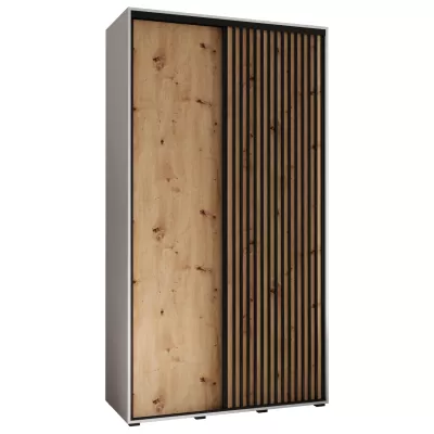 Šatní skříň BAYLIN 1 - 130/60 cm, bílá / dub artisan / černá