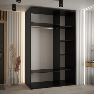 Šatní skříň BAYLIN 1 - 150/60 cm, černá / černá / dub artisan