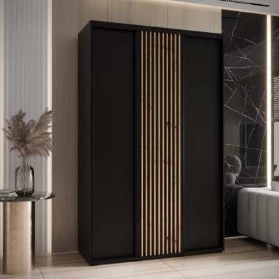 Šatní skříň BAYLIN 1 - 150/60 cm, černá / černá / dub artisan