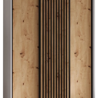 Šatní skříň BAYLIN 1 - 160/60 cm, bílá / dub artisan / černá