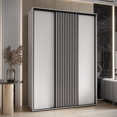 Šatní skříň BAYLIN 1 - 180/60 cm, bílá / bílá / černá