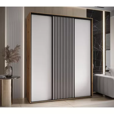 Šatní skříň BAYLIN 1 - 200/60 cm, dub artisan / bílá / černá
