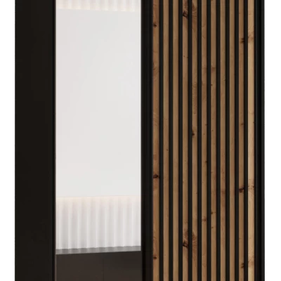 Šatní skříň BAYLIN 2 - 110/45 cm, černá / černá / dub artisan