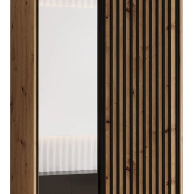 Šatní skříň BAYLIN 2 - 130/45 cm, dub artisan / dub artisan / černá