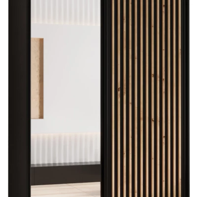 Šatní skříň BAYLIN 2 - 130/45 cm, černá / černá / dub artisan