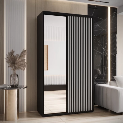 Šatní skříň BAYLIN 2 - 130/45 cm, černá / bílá / černá