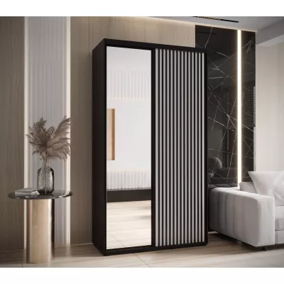 Šatní skříň BAYLIN 2 - 140/45 cm, černá / bílá / černá