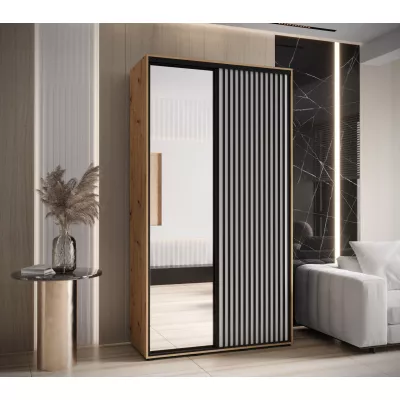 Šatní skříň BAYLIN 2 - 140/45 cm, dub artisan / bílá / černá