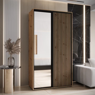 Šatní skříň BAYLIN 2 - 140/45 cm, dub artisan / černá / dub artisan