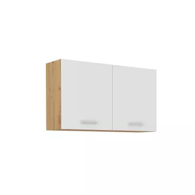 Horní dvoudveřová skříňka NEIL - šířka 100  cm,  šířka bílá / dub artisan