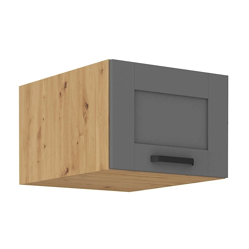 Horní skříňka s výklopnými dvířky LAILI - šířka 50 cm, šedá / dub artisan