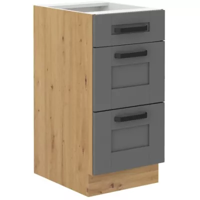 Kuchyňská skříňka se šuplíky LAILI - šířka 40 cm, šedá / dub artisan