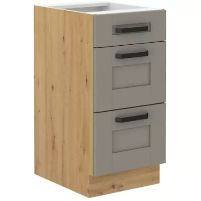 Kuchyňská skříňka se šuplíky LAILI - šířka 40 cm, světle šedá / dub artisan