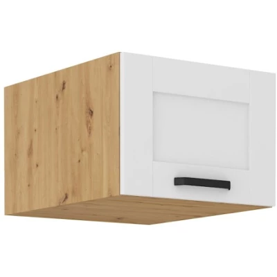 Horní skříňka s výklopnými dvířky LAILI - šířka 50 cm, bílá / dub artisan