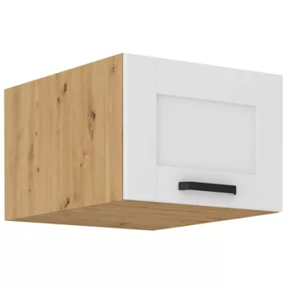 Horní skříňka s výklopnými dvířky LAILI - šířka 50 cm, bílá / dub artisan