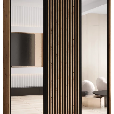 Šatní skříň BAYLIN 2 - 200/45 cm, dub artisan / černá / dub artisan