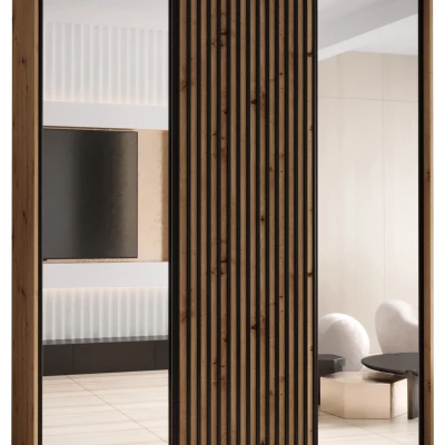 Šatní skříň BAYLIN 2 - 190/45 cm, dub artisan / dub artisan / černá