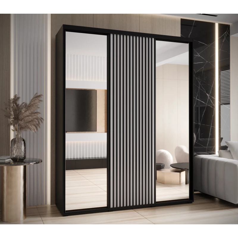 Šatní skříň BAYLIN 2 - 190/45 cm, černá / bílá / černá