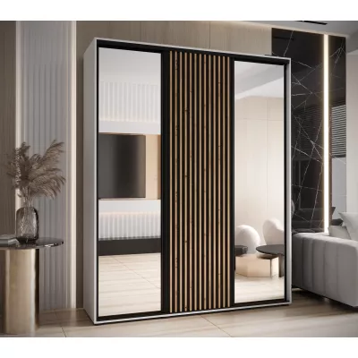 Šatní skříň BAYLIN 2 - 190/45 cm, bílá / černá / dub artisan