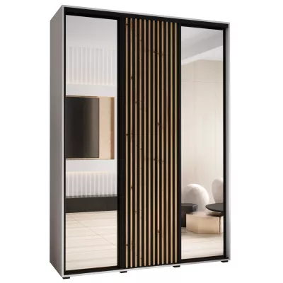 Šatní skříň BAYLIN 2 - 180/45 cm, bílá / černá / dub artisan