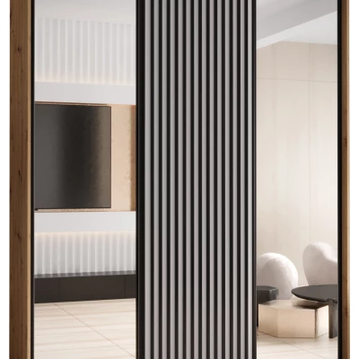 Šatní skříň BAYLIN 2 - 200/60 cm, dub artisan / bílá / černá