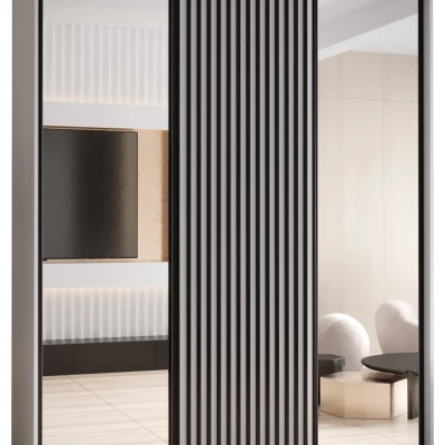 Šatní skříň BAYLIN 2 - 200/60 cm, bílá / bílá / černá