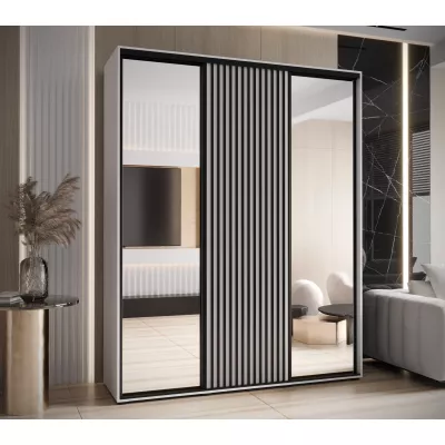 Šatní skříň BAYLIN 2 - 200/60 cm, bílá / bílá / černá