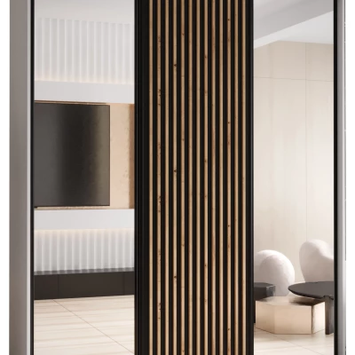 Šatní skříň BAYLIN 2 - 200/60 cm, bílá / černá / dub artisan