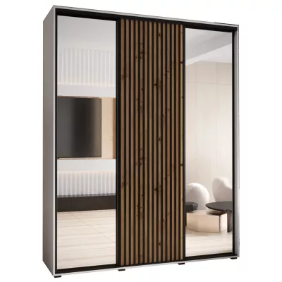 Šatní skříň BAYLIN 2 - 200/60 cm, bílá / dub artisan / černá