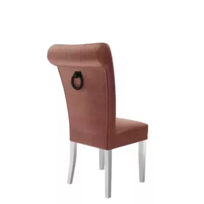 Luxusní jídelní židle NOSSEN 3 - polomatná bílá / růžová / černé klepadlo