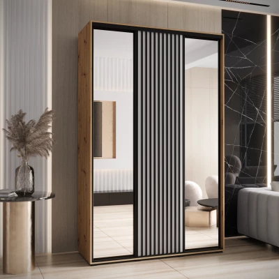 Šatní skříň BAYLIN 2 - 160/60 cm, dub artisan / bílá / černá