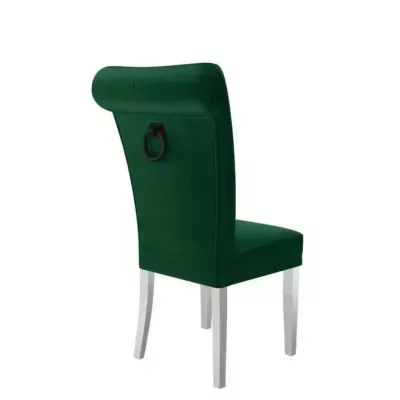 Luxusní jídelní židle NOSSEN 3 - polomatná bílá / zelená / černé klepadlo