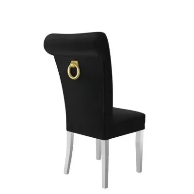 Luxusní jídelní židle NOSSEN 3 - polomatná bílá / černá / pozlacené klepadlo