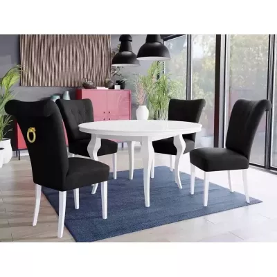 Luxusní jídelní židle NOSSEN 3 - polomatná bílá / černá / pozlacené klepadlo