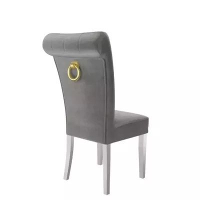 Luxusní jídelní židle NOSSEN 3 - polomatná bílá / šedá / pozlacené klepadlo