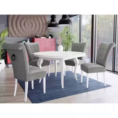 Luxusní jídelní židle NOSSEN 3 - polomatná bílá / šedá / černé klepadlo