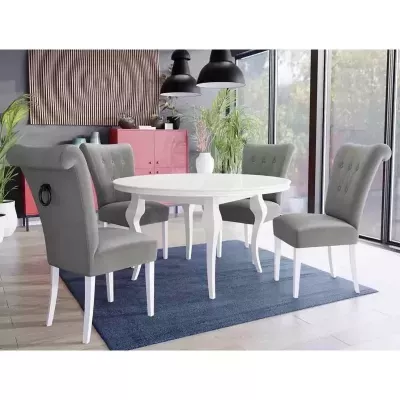 Luxusní jídelní židle NOSSEN 3 - polomatná bílá / šedá / černé klepadlo