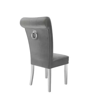 Luxusní jídelní židle NOSSEN 3 - polomatná bílá / šedá / chromované klepadlo