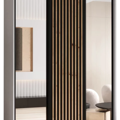 Šatní skříň BAYLIN 2 - 150/60 cm, bílá / černá / dub artisan