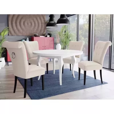 Luxusní jídelní židle NOSSEN 3 - černá / béžová / chromované klepadlo