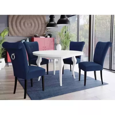 Luxusní jídelní židle NOSSEN 3 - černá / modrá / chromované klepadlo