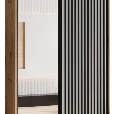 Šatní skříň BAYLIN 2 - 130/60 cm, dub artisan / bílá / černá