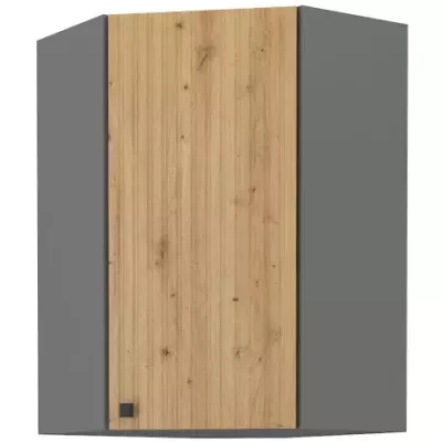 Vysoká rohová skříňka NOMIN - 60x60 cm, dub artisan / antracit