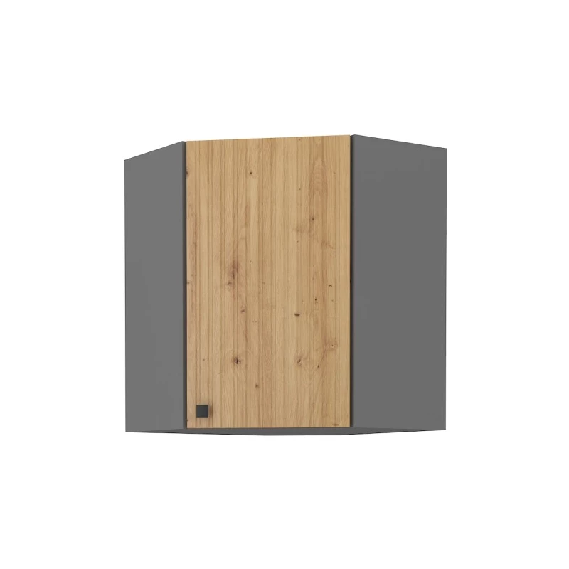Horní rohová skříňka NOMIN - 60x60 cm, dub artisan / antracit