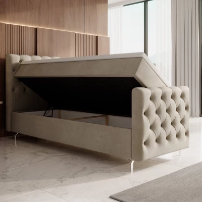 Čalouněná postel 80x200 ADRIA PLUS s úložným prostorem - levá, béžová