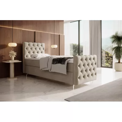 Čalouněná postel 90x200 ADRIA PLUS s úložným prostorem - levá, béžová