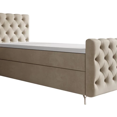 Čalouněná postel 90x200 ADRIA PLUS s úložným prostorem - pravá, béžová