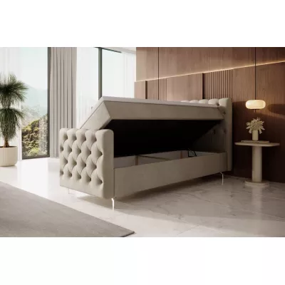 Čalouněná postel 90x200 ADRIA COMFORT PLUS s úložným prostorem - pravá, béžová