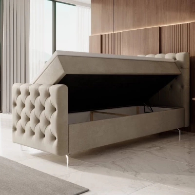 Čalouněná postel 80x200 ADRIA COMFORT PLUS s úložným prostorem - pravá, béžová