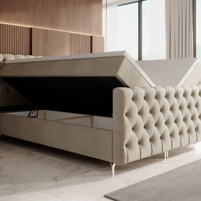 Čalouněná postel 200x200 ADRIA PLUS s úložným prostorem - béžová